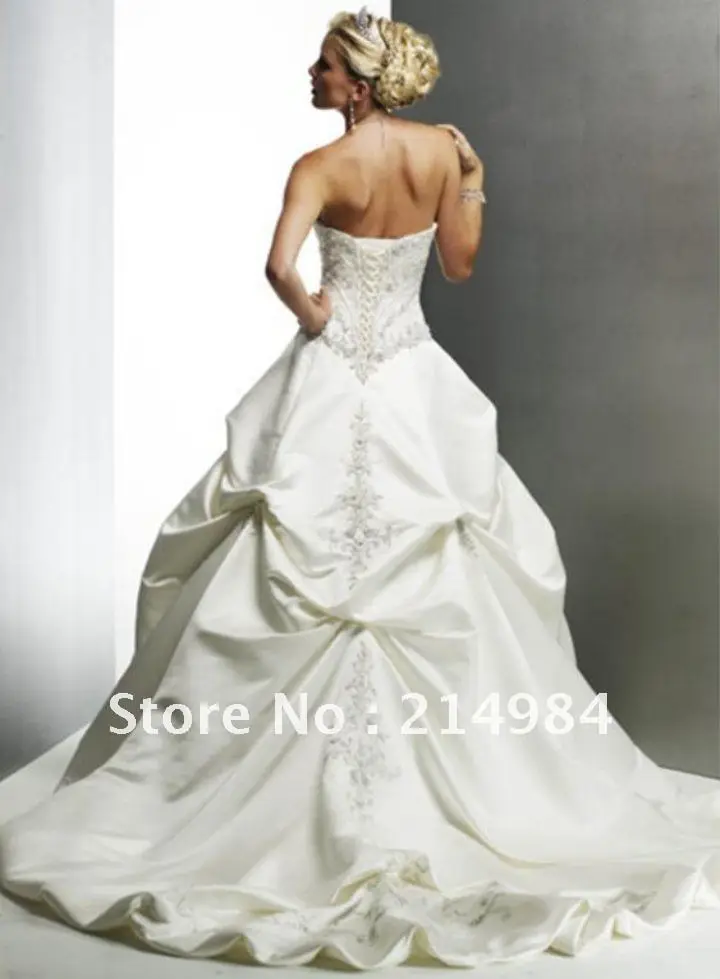 Free Shipping 2012 Stylish Ruffle Princess Ball Gown Embroidery Sweetheart Elegant Bridal Wedding Dress|wedding candy favor boxes|dress harnessdress