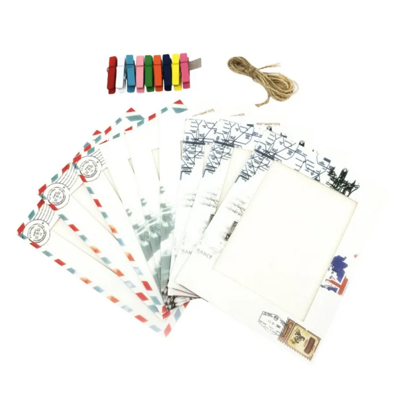 DIY подвесная бумажная фоторамка Настенный декор дисплей с мини прищепками и