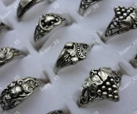 300pcs fashion vintage antique silver plated rings for women fashion whole jewelry bulk lots free shipping rl072