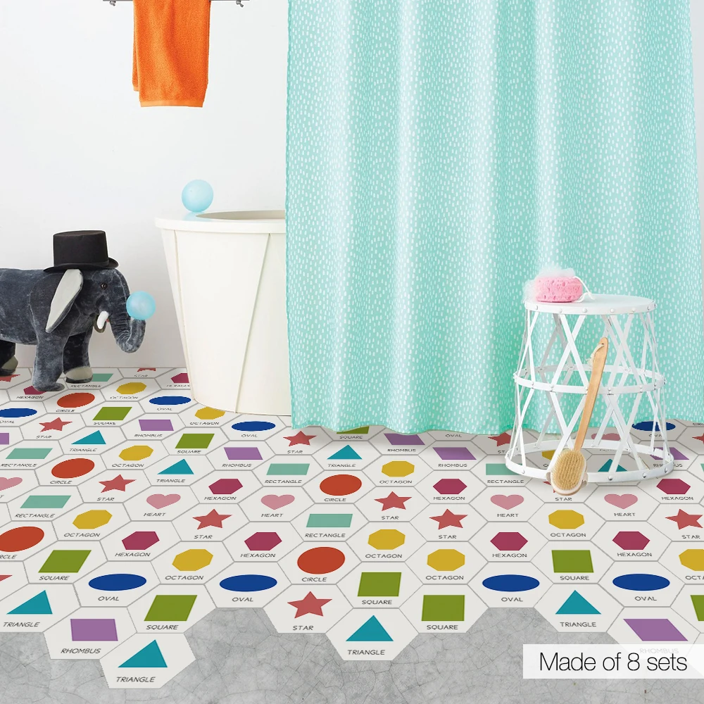 10Pcs Cartoon Animals Hexagonal Tiles Wall Stickers DIY Children Decals for Kids Rooms Baby Bedroom Wardrobe Door Decoration | Дом и сад
