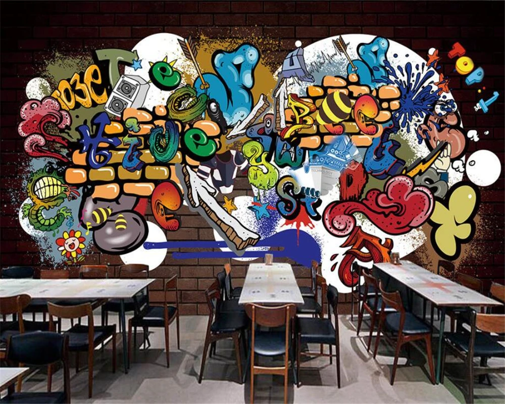 Пользовательские обои Beibehang в европейском стиле крутые граффити декоративные