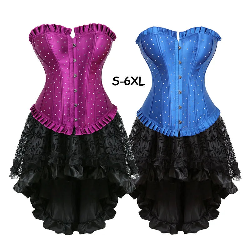 Модный женский сексуальный атласный корсет со стразами винтажный Готический