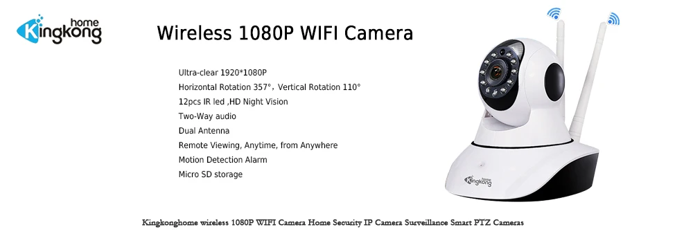 Kingkonghome IP Camera 48V POE Metal 1080P ONVIF Network Security Camera CCTV P2P Motion Detection Waterproof Outdoor IP Cam