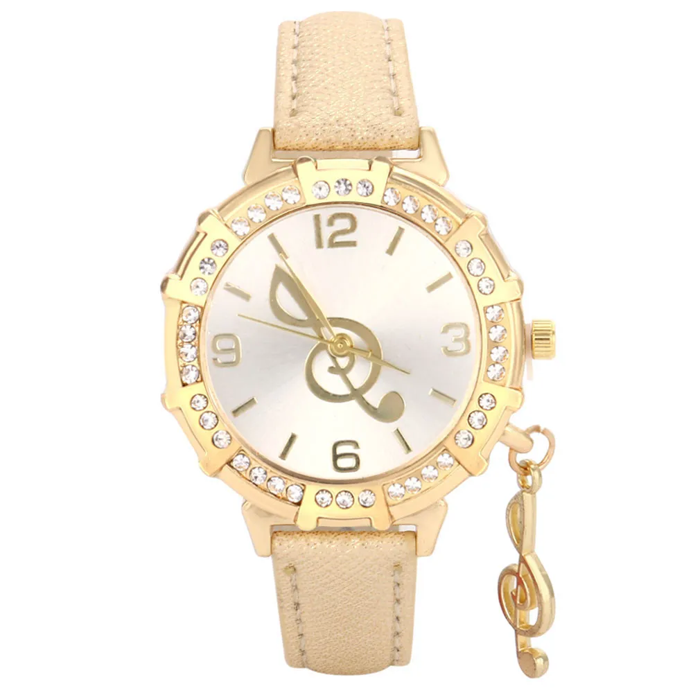 Женские часы с музыкальной нотой и башней подвеской из горного хрусталя