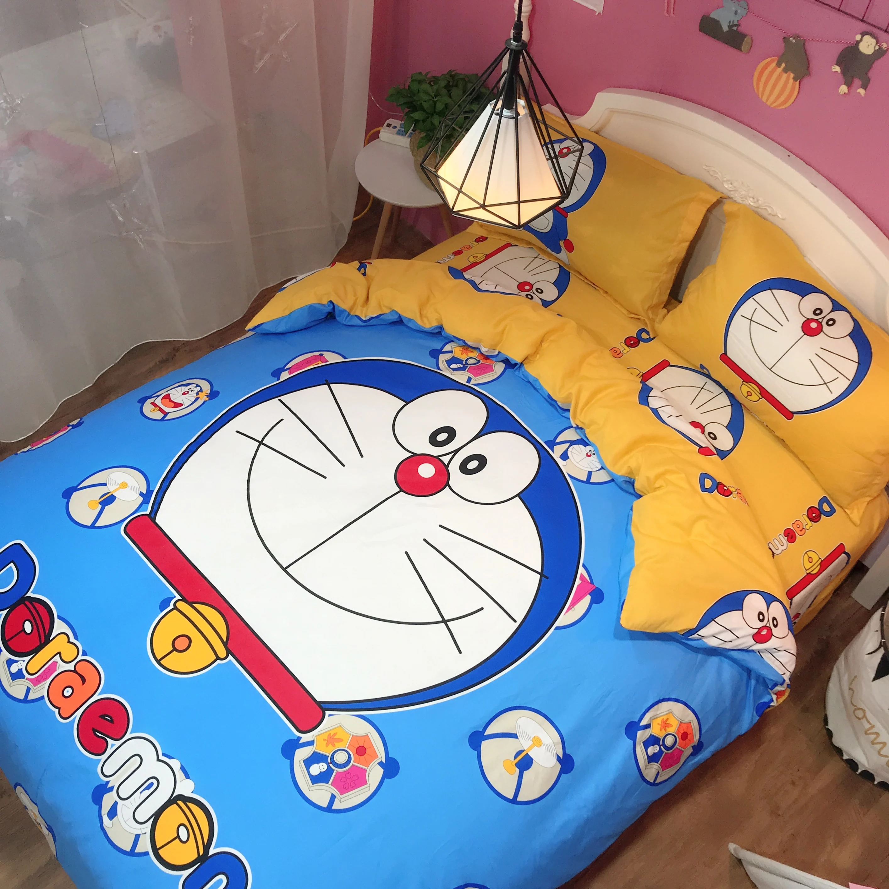 Комплект постельного белья с рисунком Doraemon для мальчиков 100% хлопковое стеганное