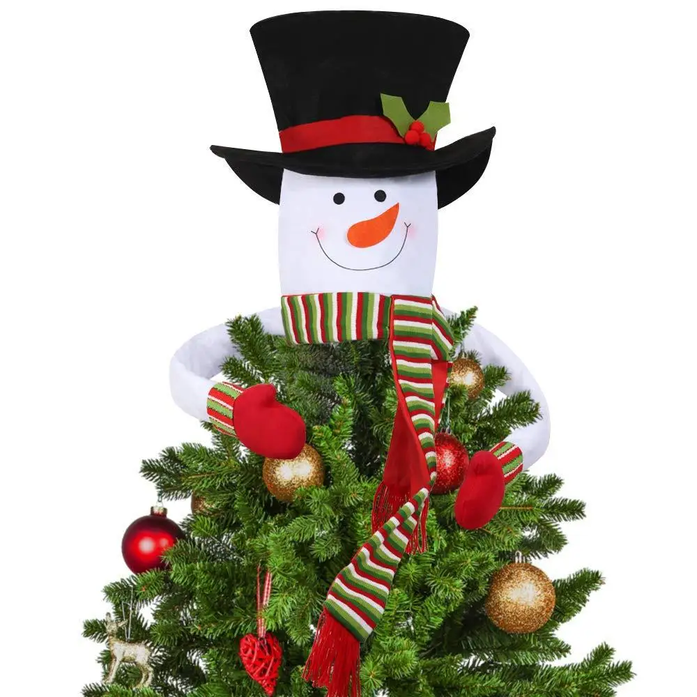 Snowman Christmas Tree Topper Large Top Hat Outdoor Indoor Novelty Decorations Home Decor|Наконечники для елки| |