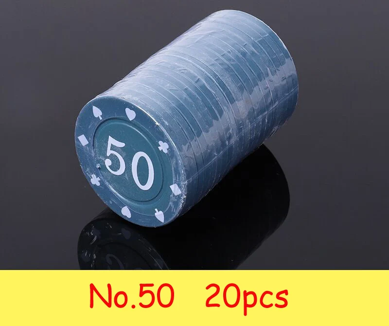 20pcs No.50 Texas Hold'em покерные фишки набор портативный азартные настольные игры ужин вечерние игры - Цвет: 20pcs No.50