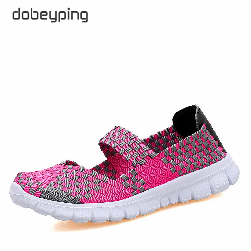 Casual Summer Women Flats Elastic Woven Woman Shoes Multi Colors Ladies Loafers Slip On Ladies Sneakers Comfortable Walking Shoe
