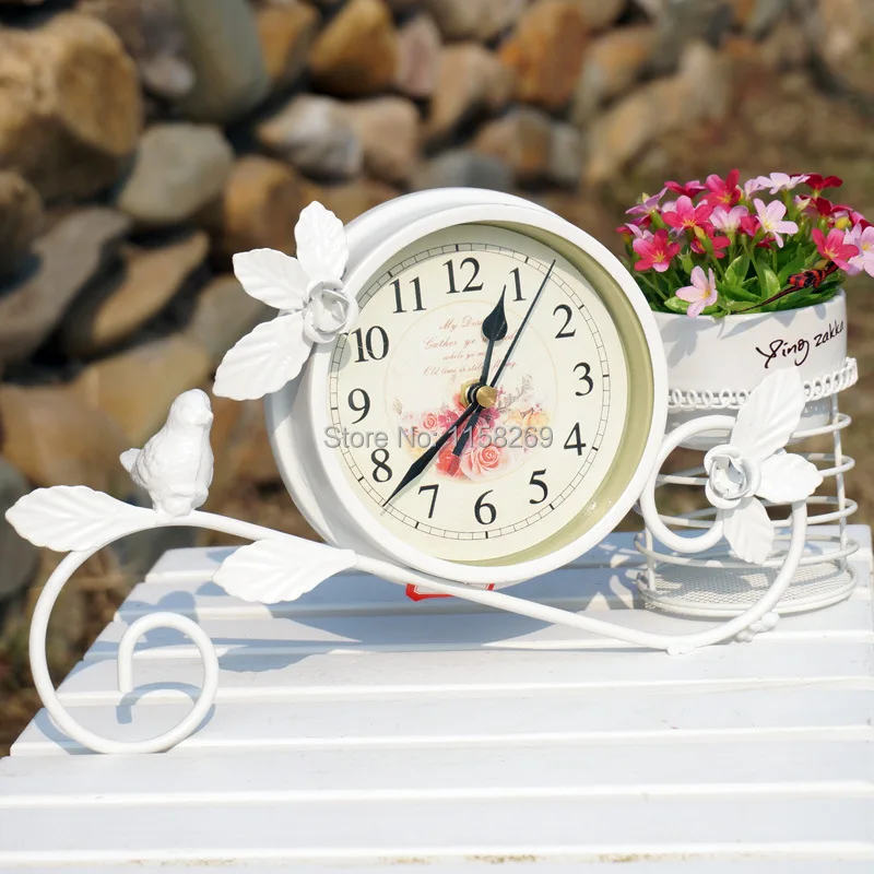 Украшение для дома ручной работы часы в сельском стиле белые.|table clock|clock homedecorative