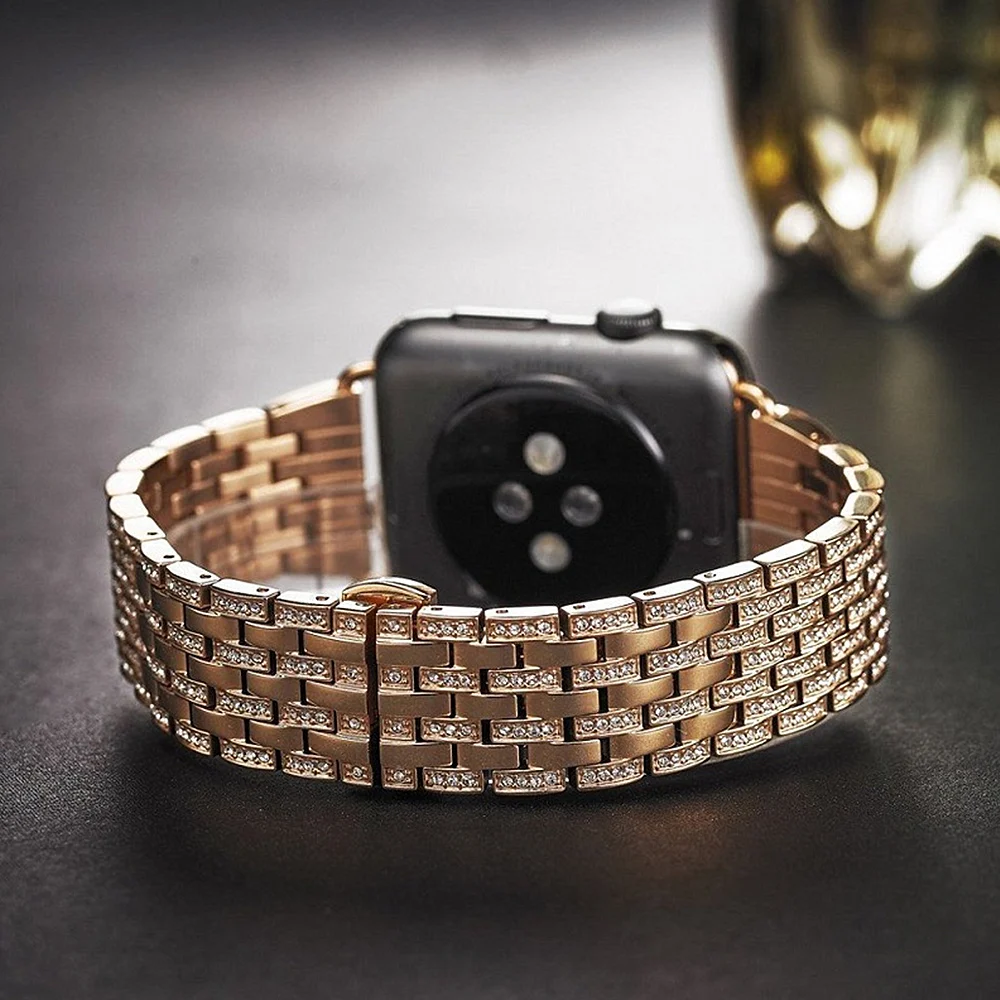 Bling Ремешок для наручных часов Apple watch версии 40 мм 44 iWatch ремешок 38 42 со стразами из