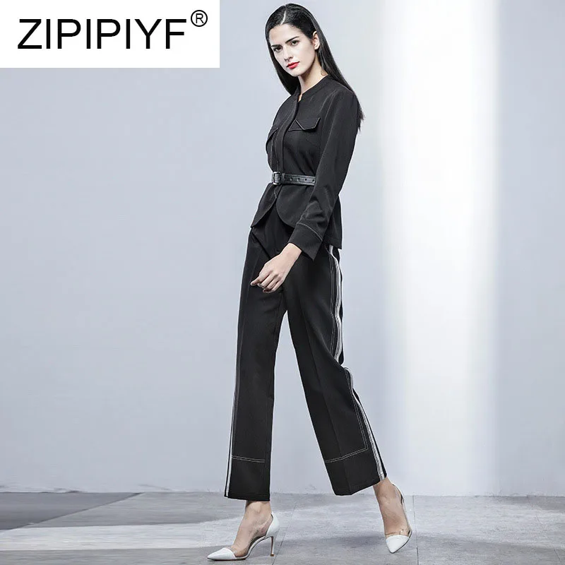 2019 модные весенние комплекты из двух предметов Офисные женские туфли Блузка с