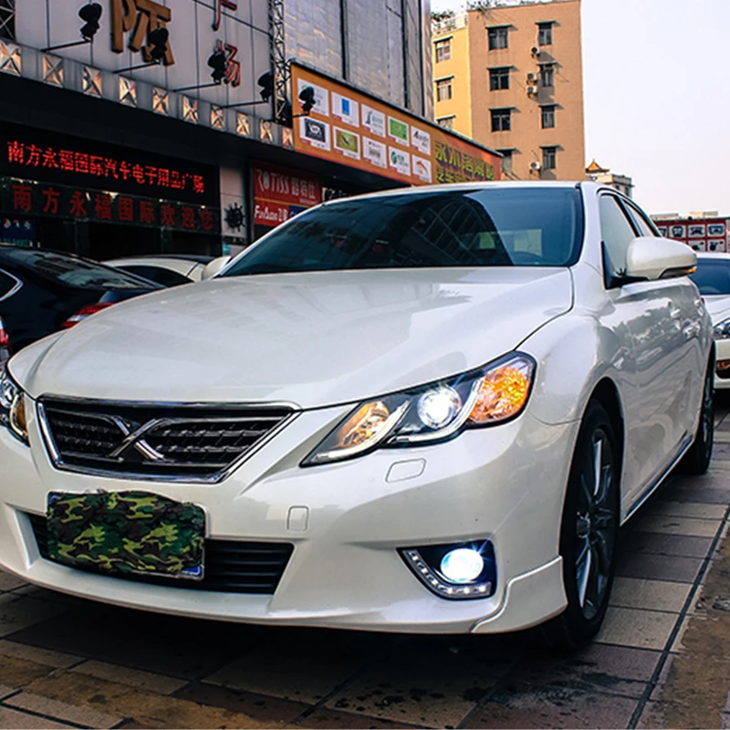 Тюнинг автомобиля чехол для Toyota Mark X фары 2012 светодиодный ные DRL линзы двойной луч