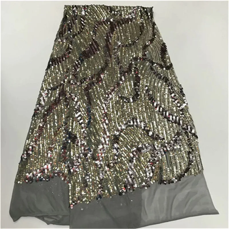 Африканская Высококачественная сетчатая Свадебная кружевная ткань с блестками