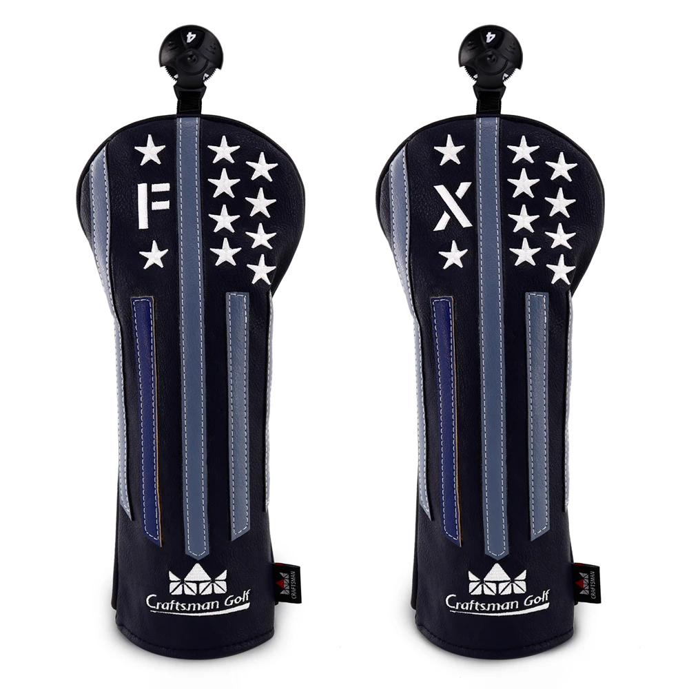 Craftsman Golf Wood Headcover Set Driver Fairway Hybrid USA Black &amp Star Stripe Retro Club Head деревянные покрытия | Спорт