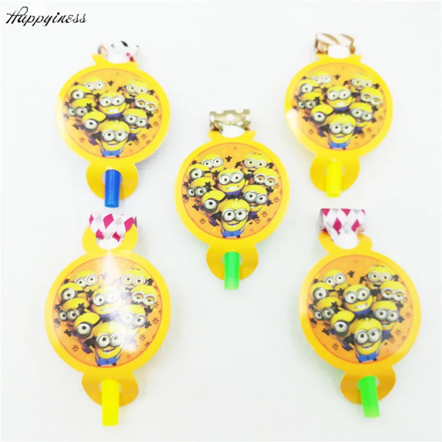 6 шт./лот Миньоны Погремушки/Блоуаут мультфильм день рождения украшения тема