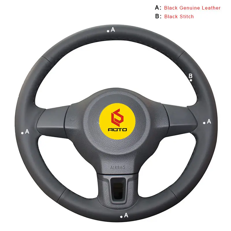 Genuine Leather Автомобильная Оплетка на руль для Volkswagen VW Golf 6 Mk6 VW Polo MK5 2010-2013Q без оригинальных кожаных чехлов на колеса - Название цвета: Genuine Leather