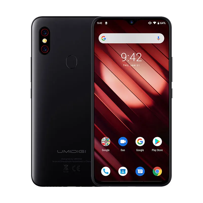 Черный UMIDIGI F1 Play Android 9,0 6 ГБ ОЗУ 64 Гб ПЗУ 48мп+ 8МП+ 16Мп камеры 5150 мАч 6," FHD+ Helio P60 глобальная версия смартфон двойной 4G - Цвет: Черный