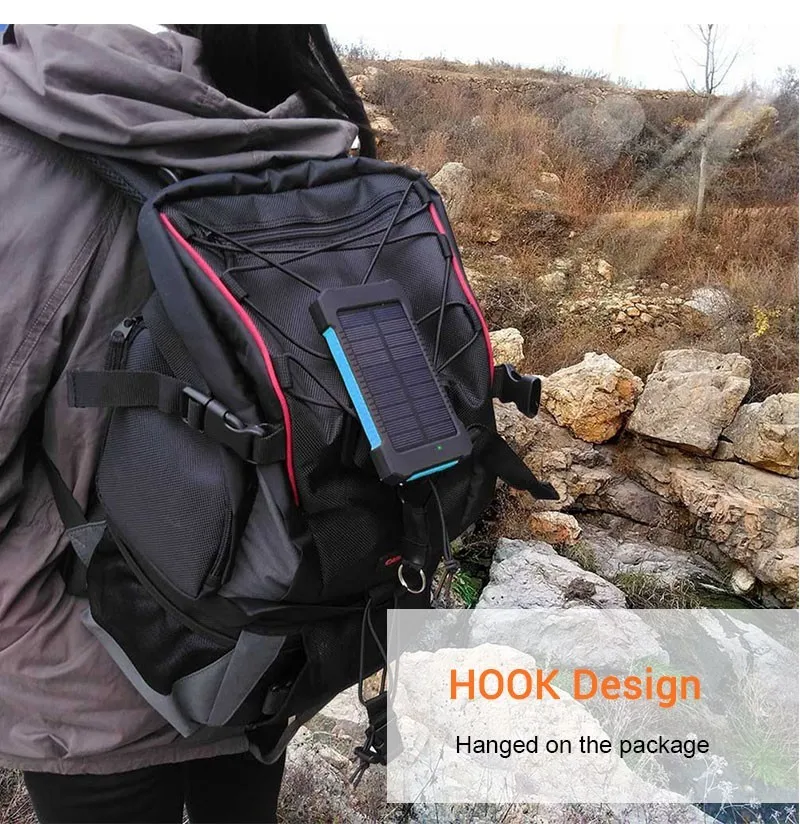 Внешний аккумулятор на солнечной батарее 30000 мАч со светодиодсветильник