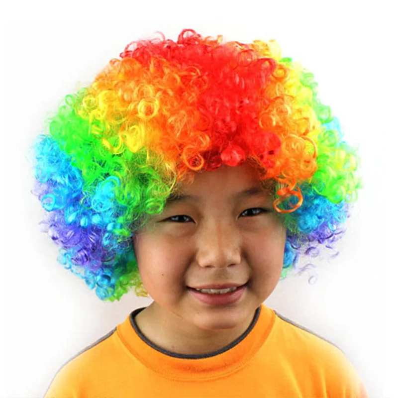 rainbow 1 шт. губка мяч волшебный красный клоунский нос маскарадный клоун костюм взрыв Кудри парик Хэллоуин вечерние принадлежности - Цвет: rainbow