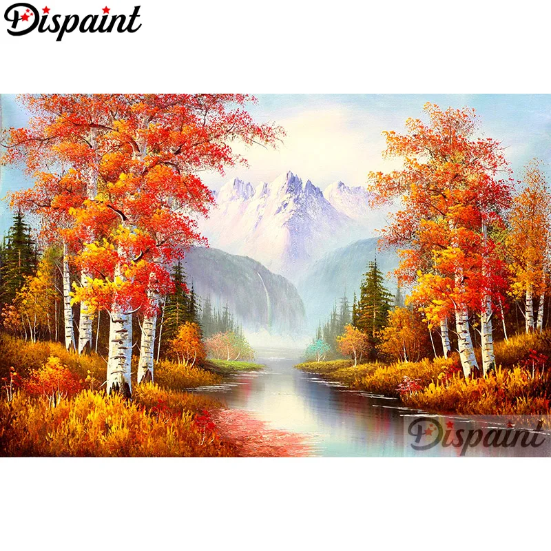 Диспейнт Фулл Сквер/Раунд Дрилл 5D DIY Алмазная живопись &quotДерево горный пейзаж&quot Рукоделие Крестиком Домашний декор a10291 on.