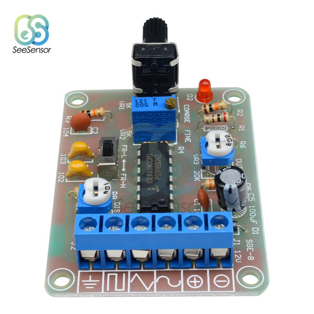 ICL8038 монолитная функция генератор сигналов Модуль синуса квадратный треугольник сварные электронные платы DC 12 В 50-5 кГц
