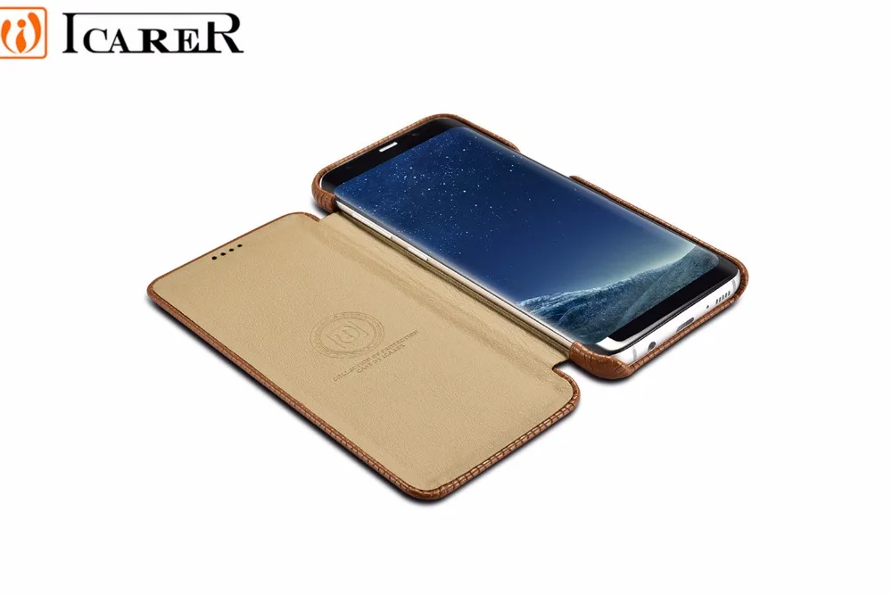ICARER Натуральная Кожа Filp Обложка Для Samsung Galaxy S8 плюс Высокая качество бумажник