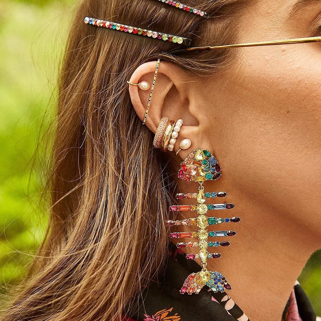 Модные новые поступления 2021 роскошные хрустальные висячие серьги FASHIONSNOOPS для