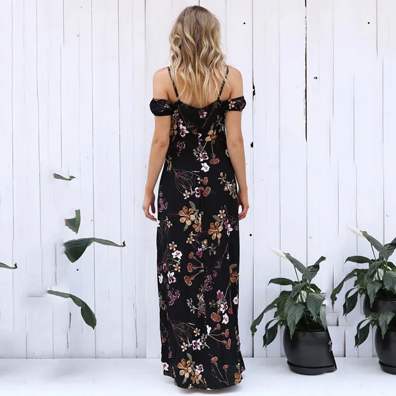 Для женщин богемные спагетти длинное платье на лямках 2019 Европейский стиль лето