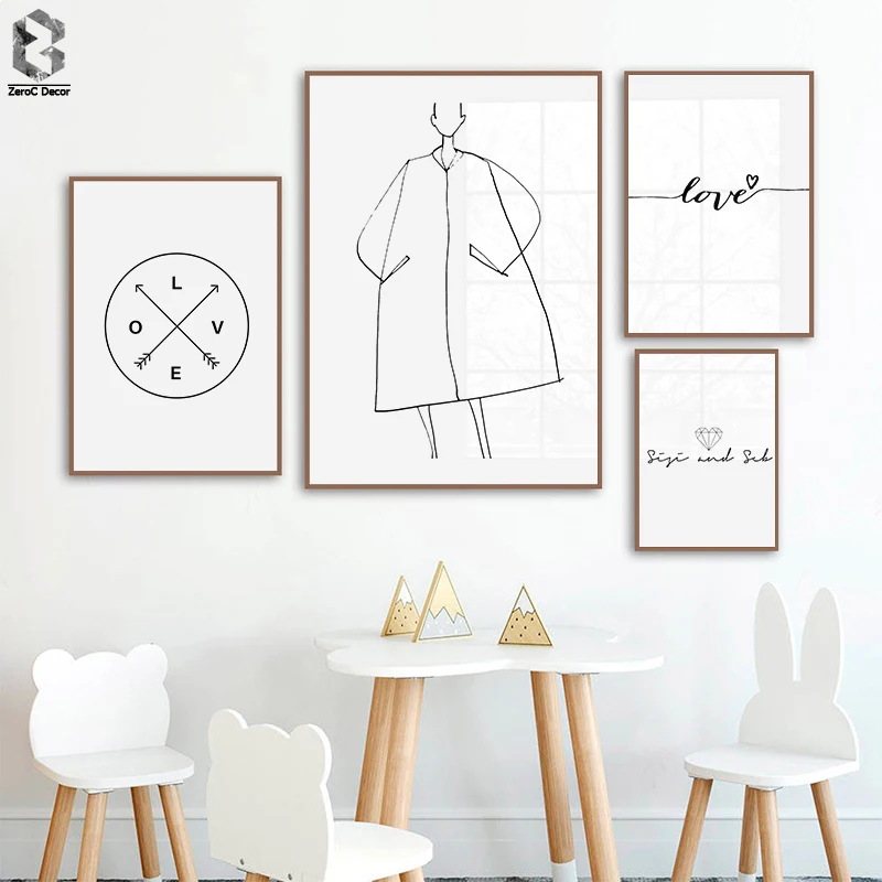 

Nordic Minimalist Line Paintings Modern Art Canvas Painting Posters Prints Wall Pictures For Living Room Home Decor