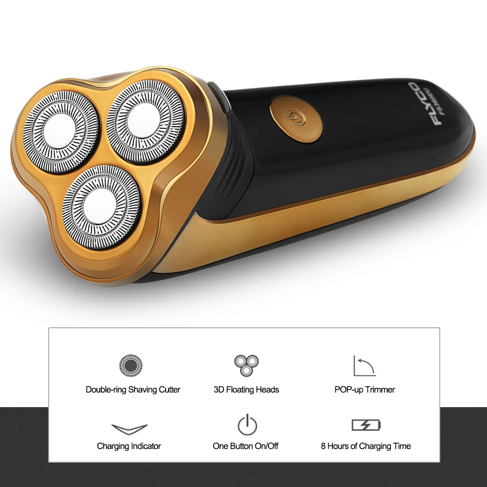 Оригинальная бритвенная машинка FLYCO FS360EU для мужчин, перезаряжаемая электрическая бритва Barbeador, триммер для бороды с 3 плавающими головками