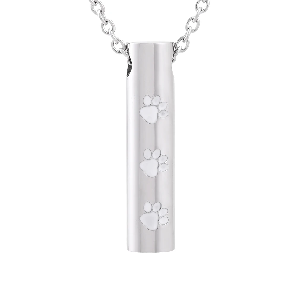 

IJD2473 Wholesale Cheap Dog Paw Cat Paw Cylinder Pet Memorial Necklace Urn Pendant for Ashes Keepsake Cremation Jewelry