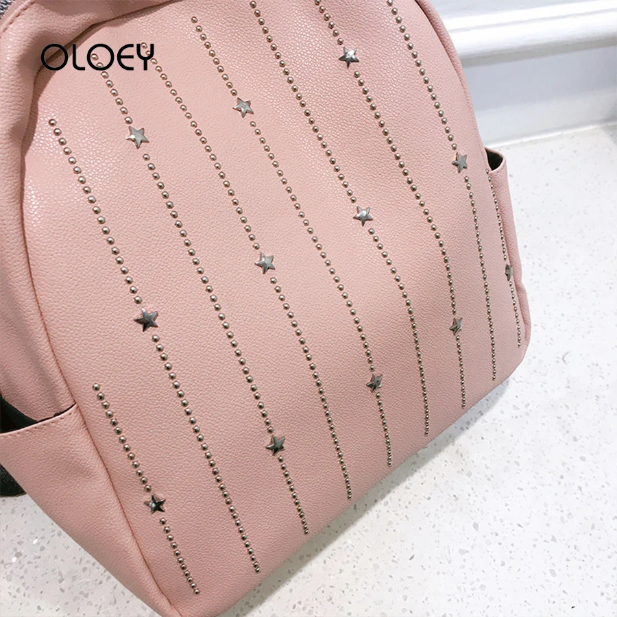 Рюкзак женский из экокожи модная повседневная дорожная сумка со звездами