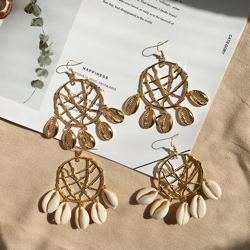 Женские Висячие серьги в богемном стиле золотые висячие с подвеской виде