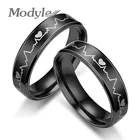 Мужское кольцо с электрокардиограммой Modyle, черное кольцо из нержавеющей стали 2022, ювелирные изделия