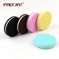 tyry hu 1pc baby silicone teether chocolate biscuits shaped bpa free food grade cookies christmas gifts jewelry diy pendants