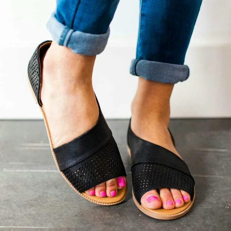 

2019 summer women shoes solid rome flat sandals open toe fashion casual women's sandals beach shoes female big size 34-43