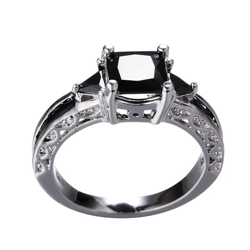 Винтажное модное квадратное кольцо из черного камня для женщин/мужчин свадебные