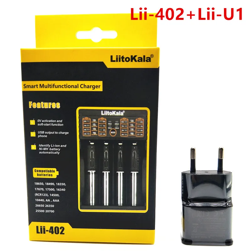 2017 Liitokala lii100 lii202 ii402 18650 зарядное устройство Li-Ion 1 2 в 3 7 AA NiMH 26650 5 2A inteligente de EU plug |
