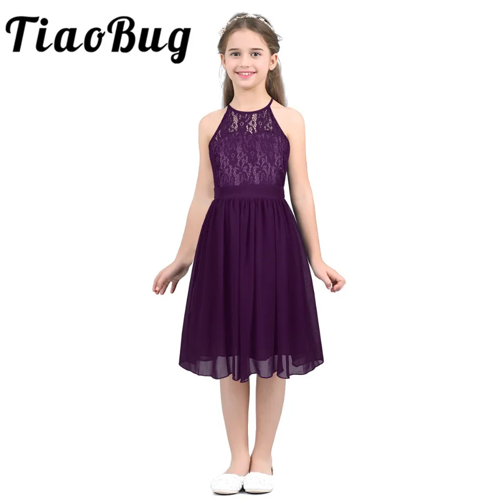 Платье Tiaobug с цветочной вышивкой для девочек 2020 кружевное платье свадебной