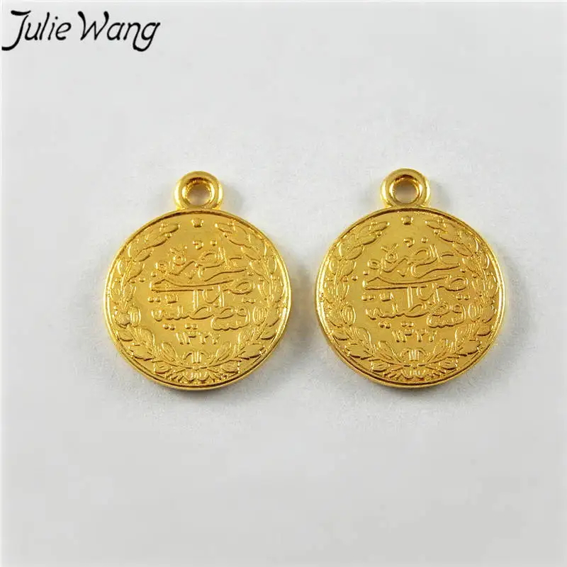 Julie Wang 20 шт. золотые монеты сплав Двусторонняя Подвески DIY браслет ожерелье