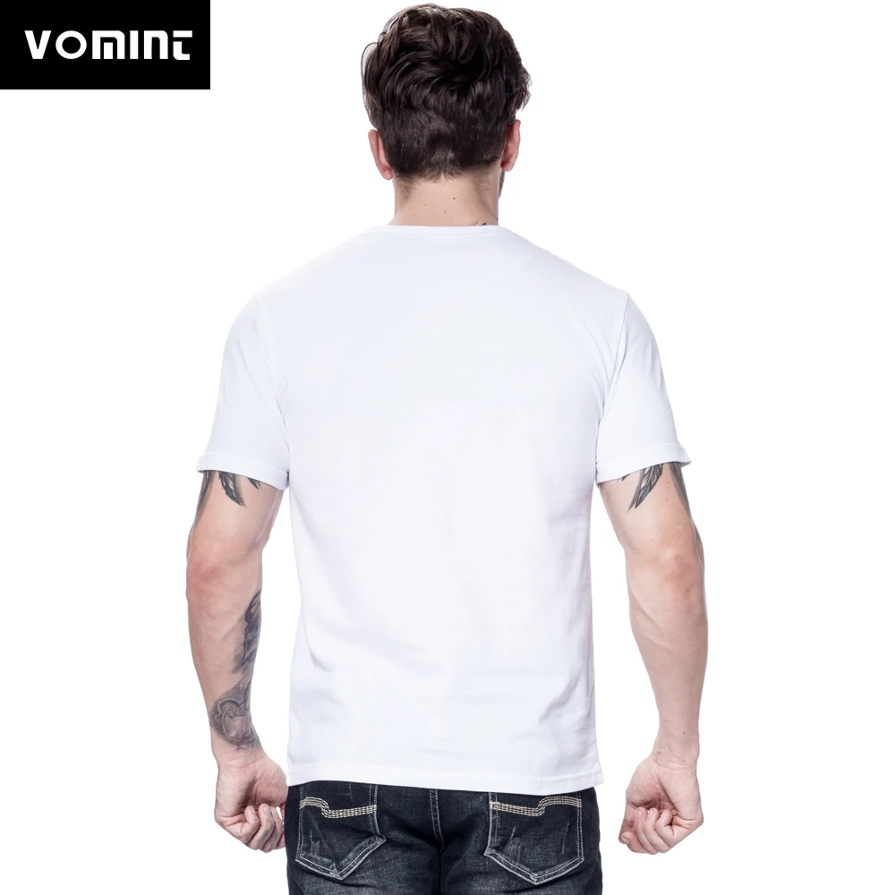 Vomint 2019 летние мужские футболки с наждачным вырезом из хлопка коротким рукавом