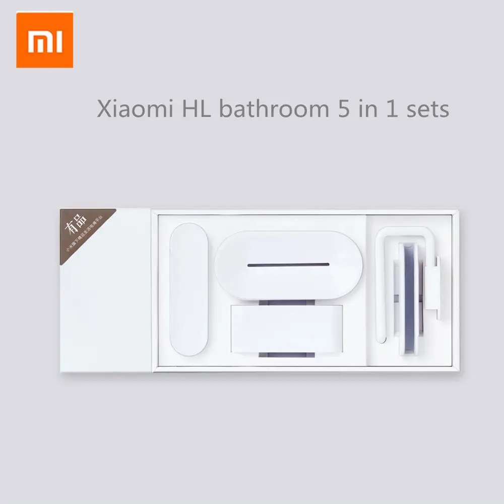 xiaomi mijia HL Ванная комната 5 в 1 наборы для мыла зуб крюк Коробка для хранения и держатель телефона для ванной комнаты душевая комната инструмент - Цвет: Белый