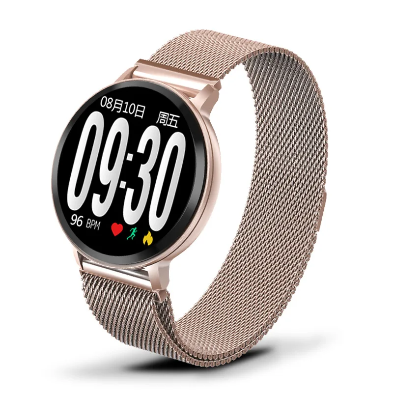Mesh belt rose gold LIGE умный браслет для женщин Водонепроницаемый фитнес-трекер пульсометр Монитор артериального давления шагомер спортивные часы для Android ios+ коробка - Цвет: Mesh belt rose gold