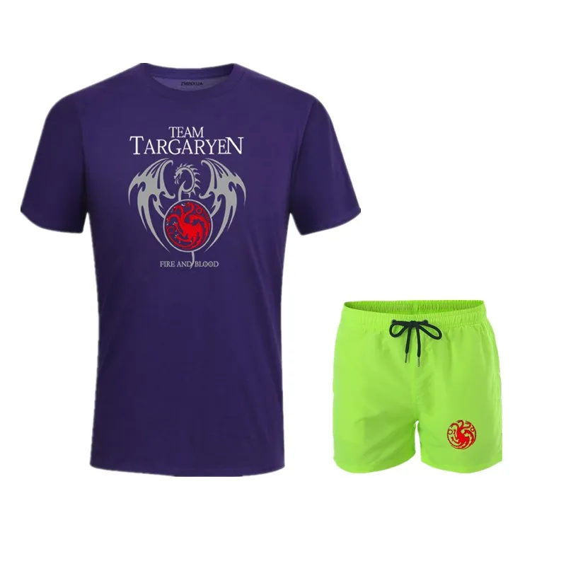 2019 Игра престолов таргариен Мужская футболка костюм из 2 предметов Повседневная