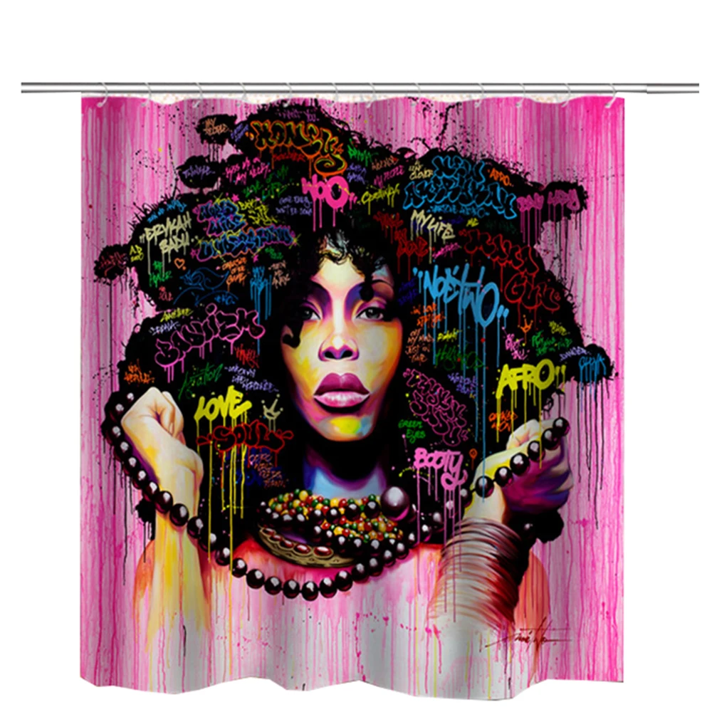 

Newest Afro Shower Curtain African Women Mandala Bathroom Waterproof Curtain Blue Bath Curtain Fabric Blue Afro Hairstyle Women