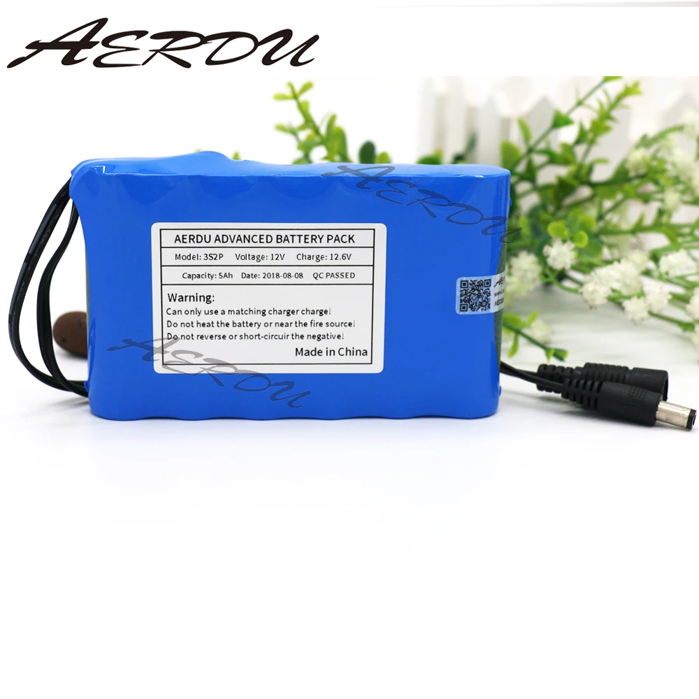 AERDU 3S6P 12 В 15Ah большая емкость 11,1 В 12,6 в 18650 литиевая аккумуляторная батарея для Светодиодный светильник резервного питания с BMS
