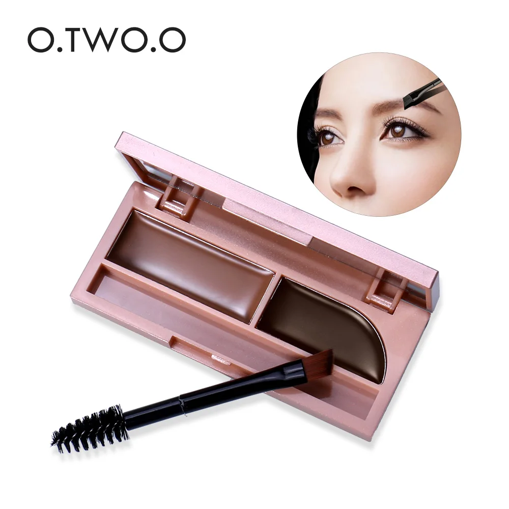 O.TWO.O 2 in 1 Eyebrow Enhancer Brown Black Powder Waterproof Makeup Gel Lasting Eye Brow Cream Cosmetic With Brush+Mirror N9082 | Красота и