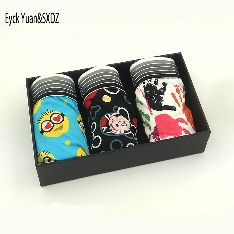 3 шт./лот новые мужские трусы боксеры с рисунком сексуальные больших