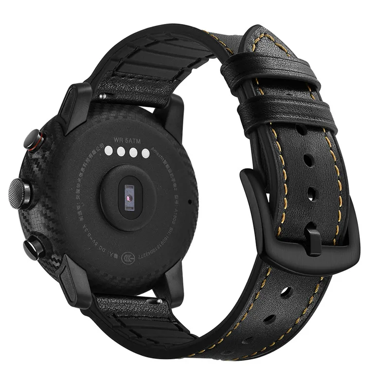 Кожаный силиконовый браслет для xiaomi Huami Amazfit темп ремешок 22 мм мягкий пояс для amazfit stratos 2 smart watch ремень ZZQing