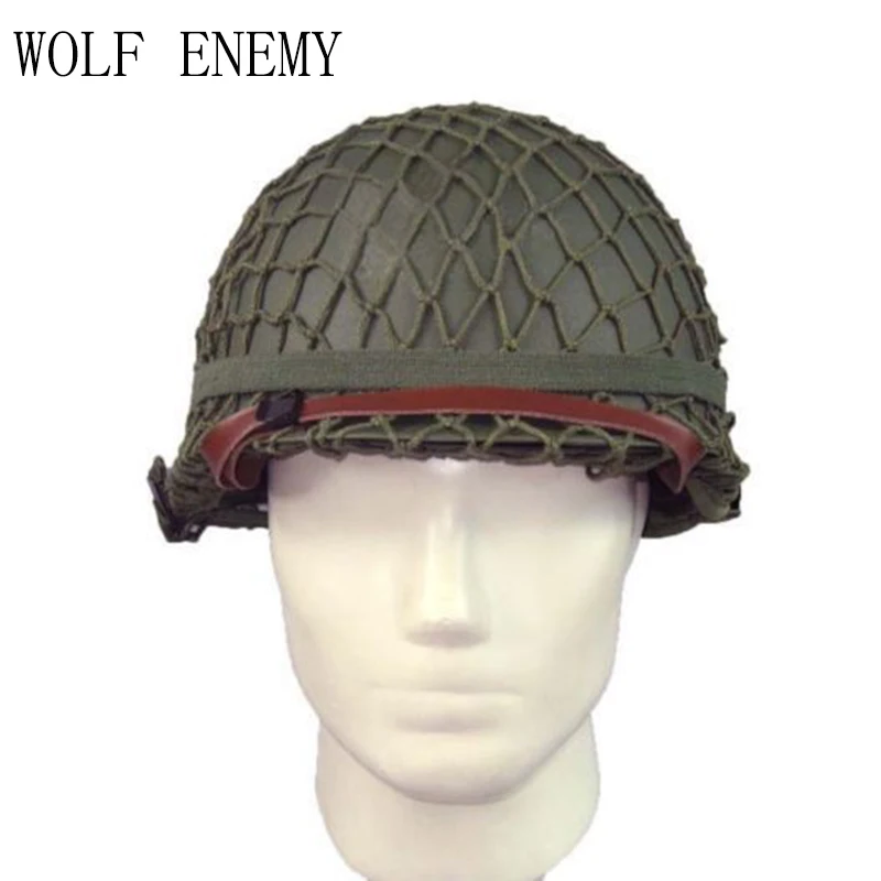 

NEW WW2 U.S M1 Military Steel Helmet With Netting Cover WWII Equipment Replica